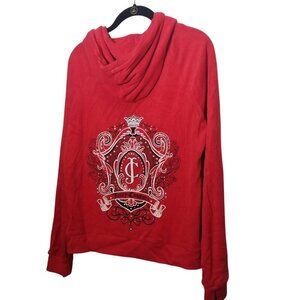 Juicy Couture Terry Cloth Women's Red Y2K Streetwear Hoodie Sz L